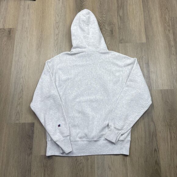 Champion Hoodie Mens Medium Gray Reverse Weave Sweatshirt C Patch Pullover - Picture 6 of 10